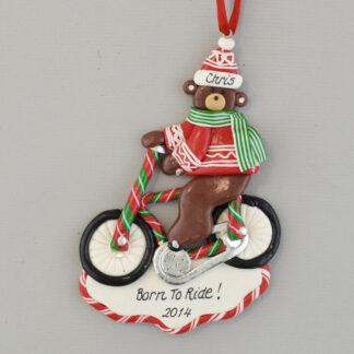 Biking Bear Personalized Christmas Ornaments