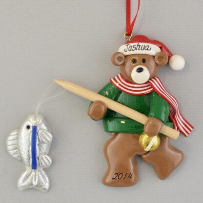 Fishing Bear Personalized Christmas Ornaments