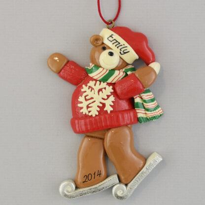 Ice Skater Bear Personalized Christmas Ornaments