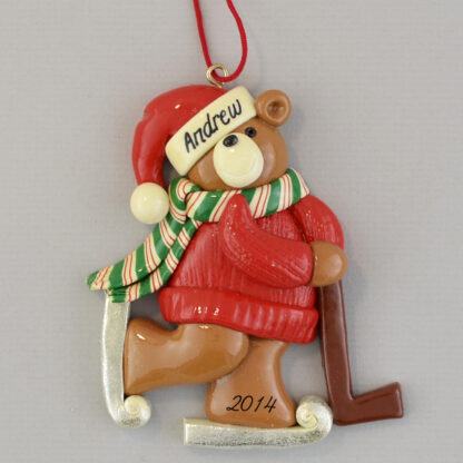 Ice Hockey Bear Personalized Christmas Ornaments