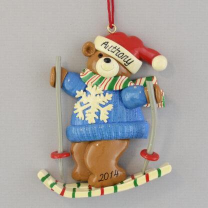 Skiing Bear Personalized Christmas Ornaments