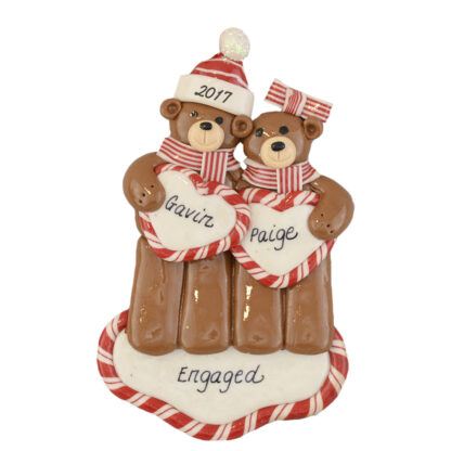 Newly engaged bears personalized christmas ornaments
