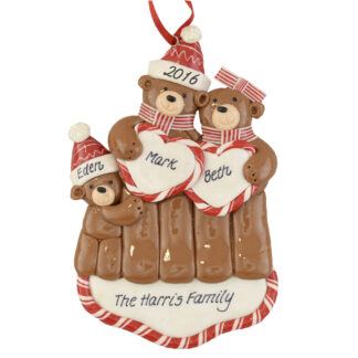 couple with one baby personalized christmas ornaments