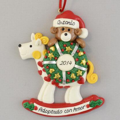 Adopted with Love Personalized christmas Rocking Horse Ornaments