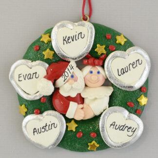 Personalized Wreath (5) Hearts personalized christmas Ornaments