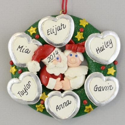 Personalized Wreath (6) Hearts personalized christmas Ornaments