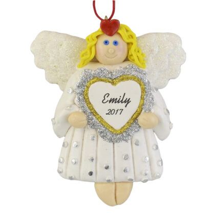 Angel with Heart Personalized Christmas Ornaments