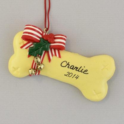 Personalized Tan Dog Bone Christmas Ornaments
