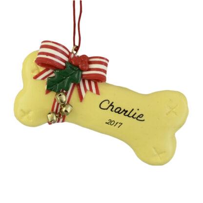 Personalized Tan Dog Bone Christmas Ornaments