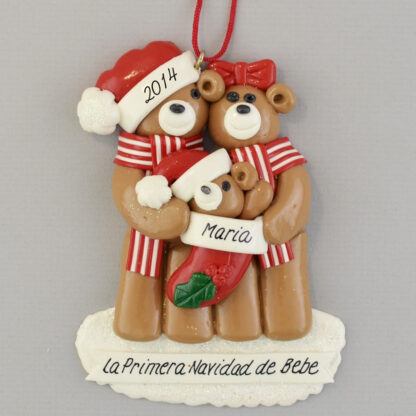 Bear Family (3) Feliz Navidad personalized christmas Ornaments