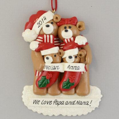 Grandparents of Two Babies in Stocking personalized christmas Ornaments