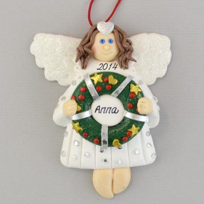 Angel with Wreath Personalized Christmas Ornaments