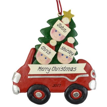 Family in Car (3) personalized christmas Ornaments