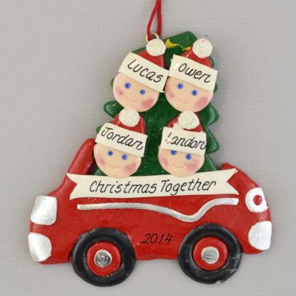 Partner's Family of 4 Car Personalized christmas Ornaments