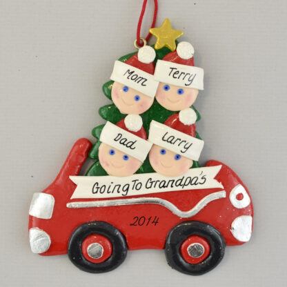 Going to Grandma and Grandpas with two Grandchildren Personalized Christmas Ornaments