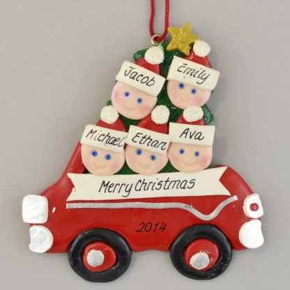 Family in Car (5) personalized christmas Ornaments