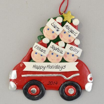 Partner's Family of 5 Car personalized Christmas Ornaments