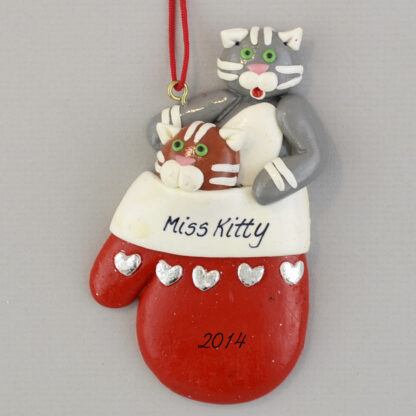 Kittens in a Mitten Personalized Christmas Ornaments
