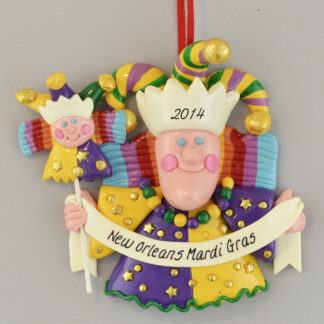 The Mardi Gras New Orleans Jesters Personalized Christmas Ornaments