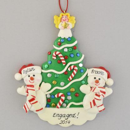 Engaged Snow Couple Personalized Christmas ornaments