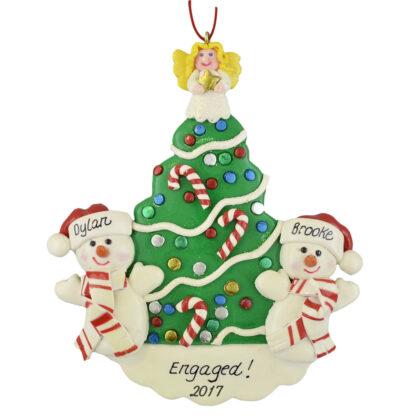 Engaged Snow Couple personalized christmas ornaments