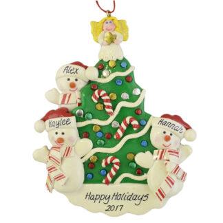 Snowmen beside the Christmas Tree personalized christmas ornaments