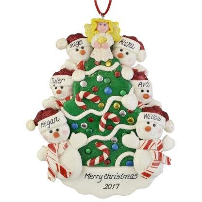 Snowmen beside the Christmas Tree (6) personalized christmas ornaments