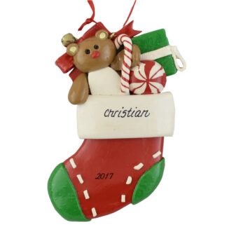 A Red Stocking personalized christmas Ornaments