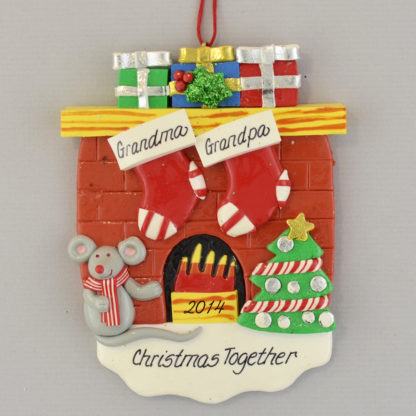 Fireplace (2) Stockings Personalized christmas Ornaments