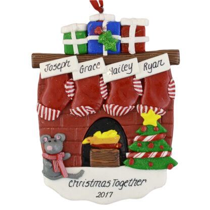 Fireplace (4) Stockings personalized christmas ornaments