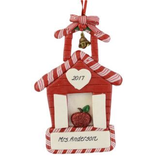 Little Red Schoolhouse Perosnalized christsmas Ornaments