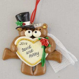 Bride and Groom Bears Personalized Wedding Christmas Ornaments