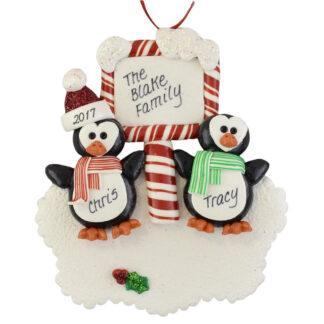 Penguins (2) with Plaque personalized christmas ornaments
