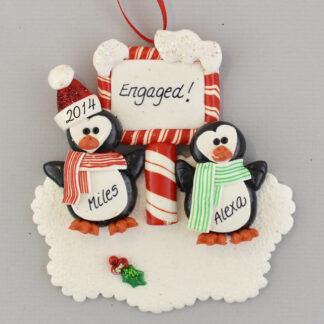 Engaged Penguins Personalized Christmas Ornamentss