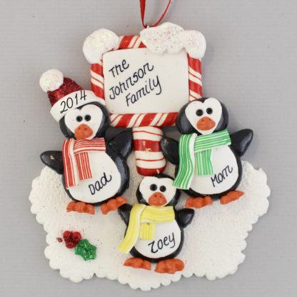 Penguins (3) with a Plaque personalized christmas Ornaments