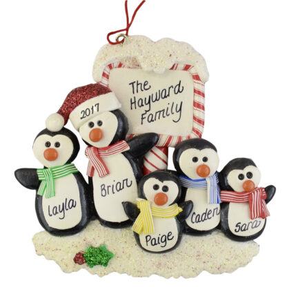 Penguins (5) personalized christmas ornaments