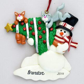 Cats on a Tree Personalized Christmas Ornaments