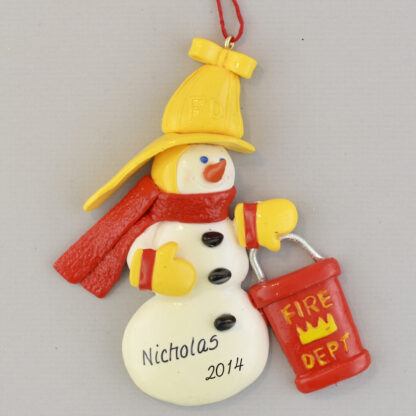 Fireman Snowman Personalized Christmas Ornaments