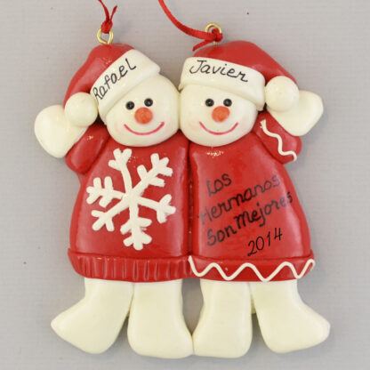 snowman Brothers Personalized Christmas Ornaments