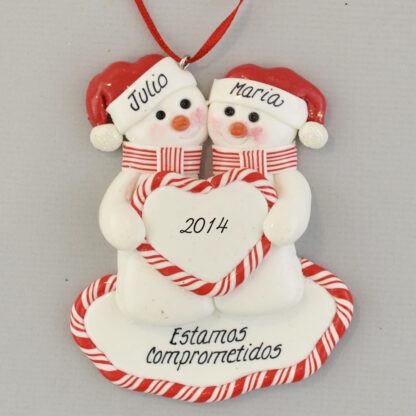 Engaged Snowmen Feliz Navidad personalized christmas Ornaments