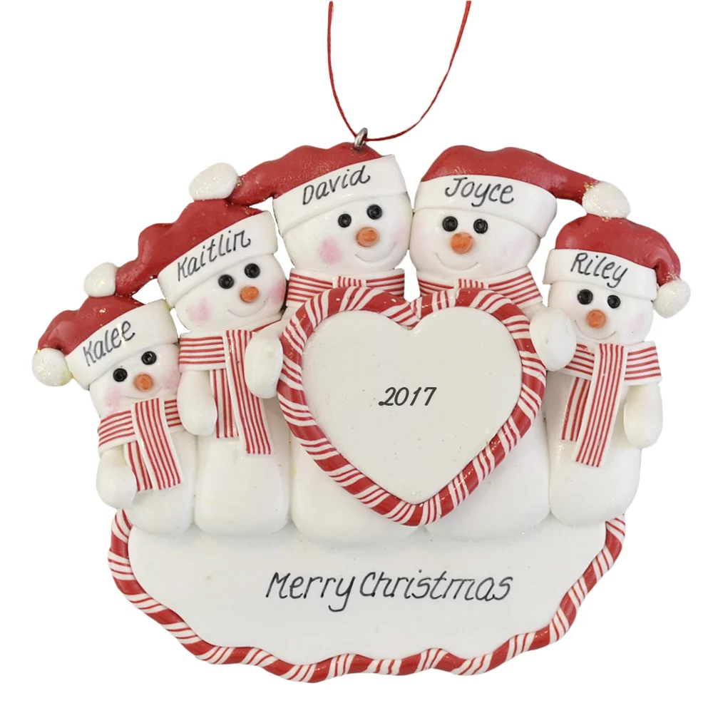Family of Snowmen (5) heart personalized christmas ornaments