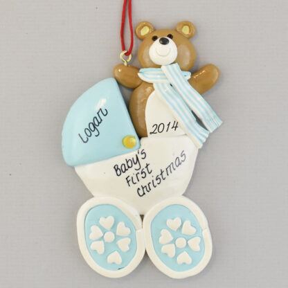 Personalized Baby Carriage Blue christmas Ornaments