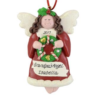 Angel Brunette personalized christmas ornaments