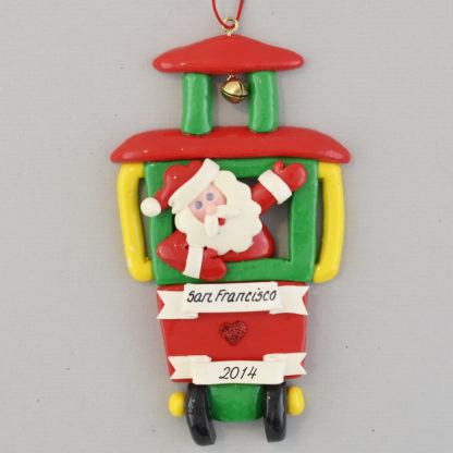 San Francisco Cable Car with Santa personalized Christmas Ornaments