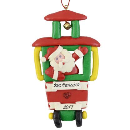 San Francisco Cable Car with santa personalized christmas ornaments