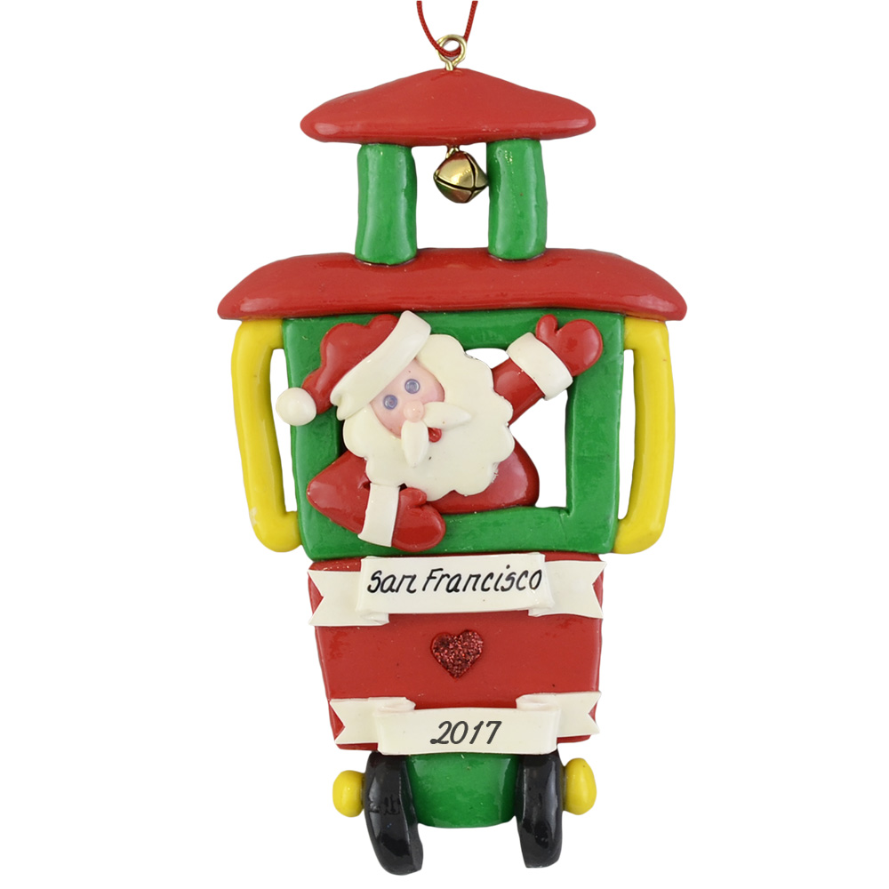 San Francisco Cable Car with santa personalized christmas ornaments