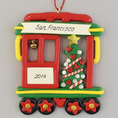 San Francisco Cable Car with Tree personalized christmas Ornaments