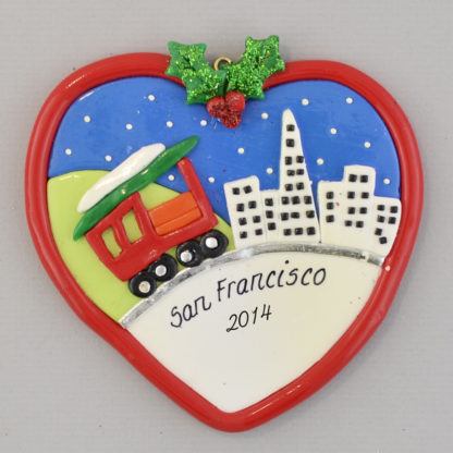 San Francisco Skyline and Cable Car personalized christmas Ornaments
