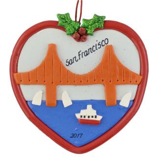 San Francisco Golden Gate Bridge personalized christmas ornaments