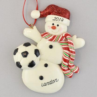 Soccer Snowman Personalized Christmas Ornaments